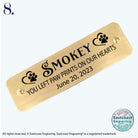 Engraved self-adhesive pet memorial nameplate sticker for a lasting tribute.