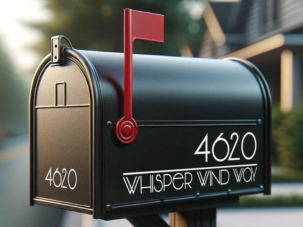 Customizable mailbox sticker showcasing unique font and color
