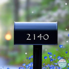 Reflective vinyl mailbox numbers providing enhanced nighttime visibility and durability.