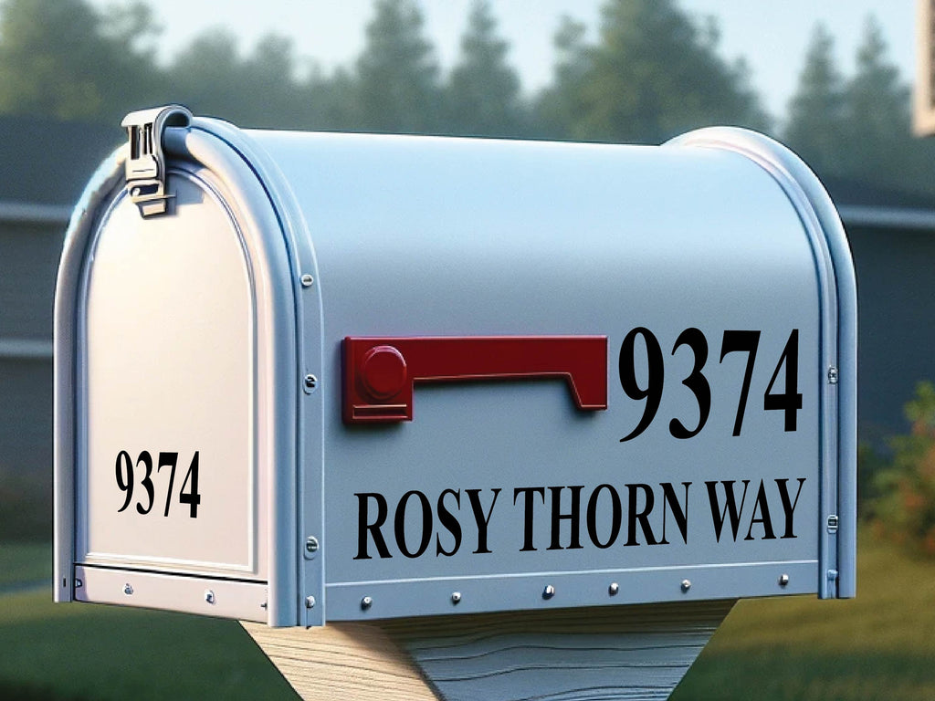 Personalized mailbox sticker adding character to a standard mailbox