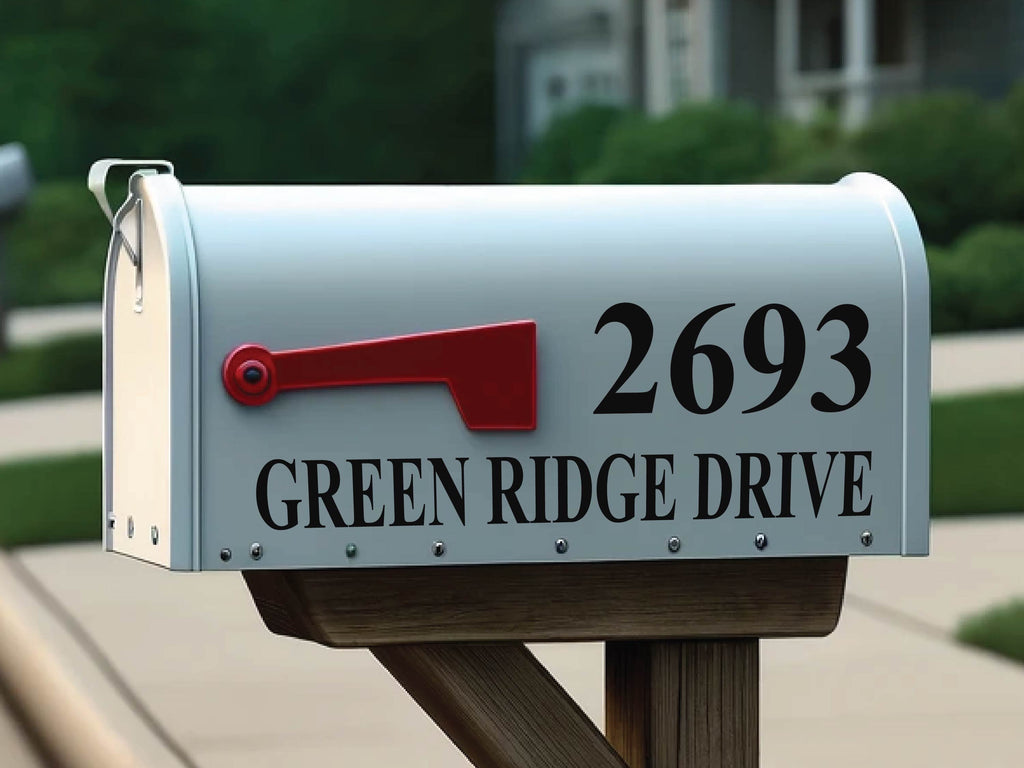 Custom mailbox letter stickers clearly displaying address information