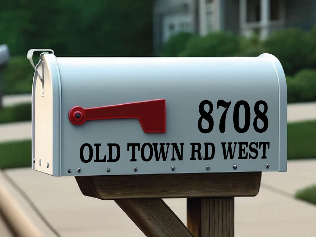 Mailbox stickers custom made to display house numbers and street address
