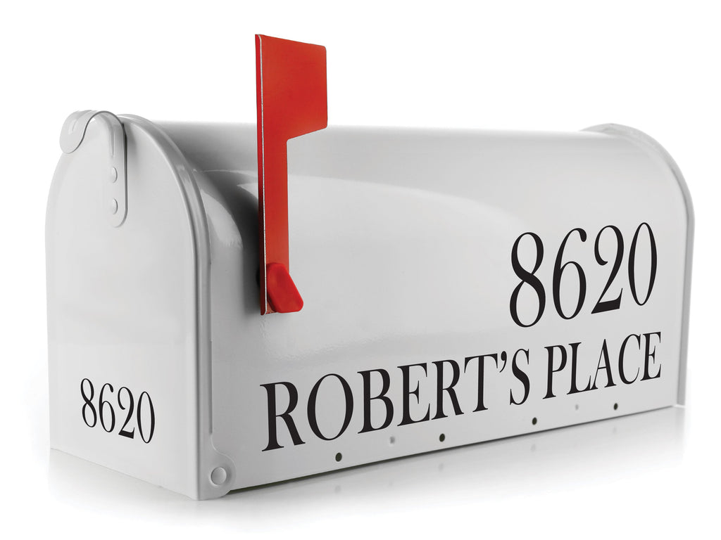 Weather-resistant mailbox decal for outdoor use