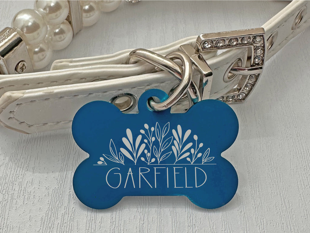 Personalized Botanical Dog ID Tag - Engraved Pet Name & Contact Info - Eastcoast Engraving