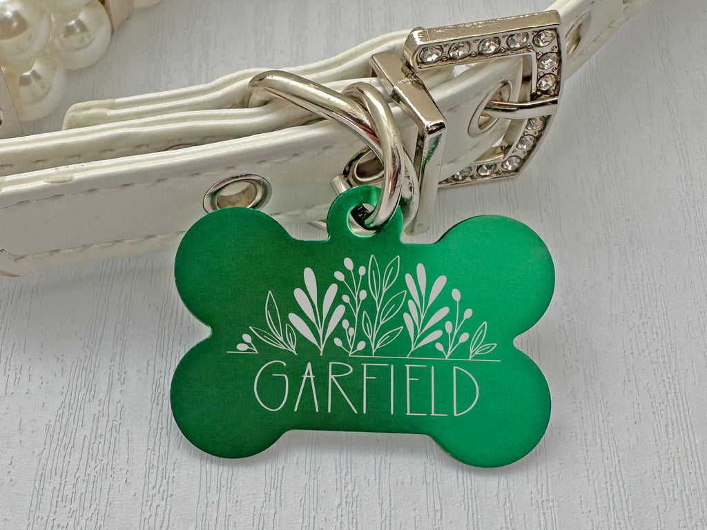 Personalized Botanical Dog ID Tag - Engraved Pet Name & Contact Info - Eastcoast Engraving