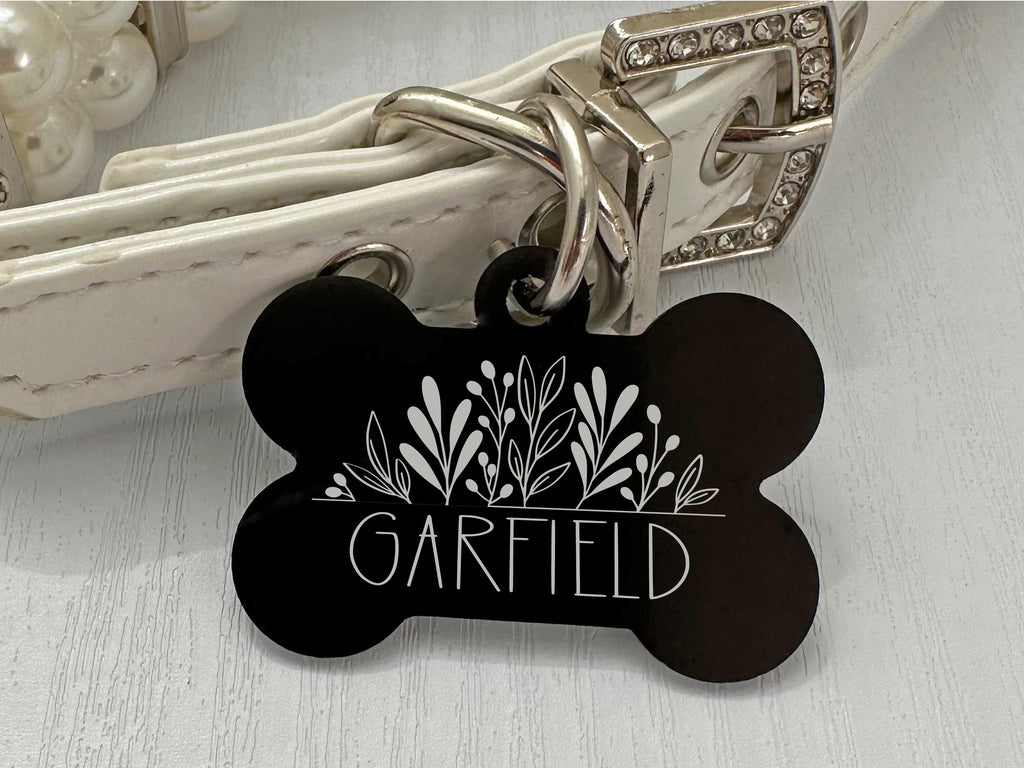 Personalized Botanical Dog ID Tag - Engraved Pet Name & Contact Info - Eastcoast Engraving
