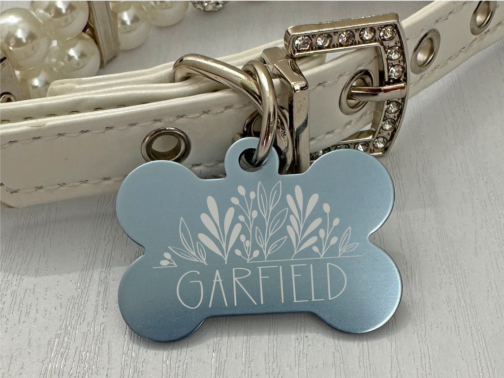 Personalized Botanical Dog ID Tag - Engraved Pet Name & Contact Info - Eastcoast Engraving