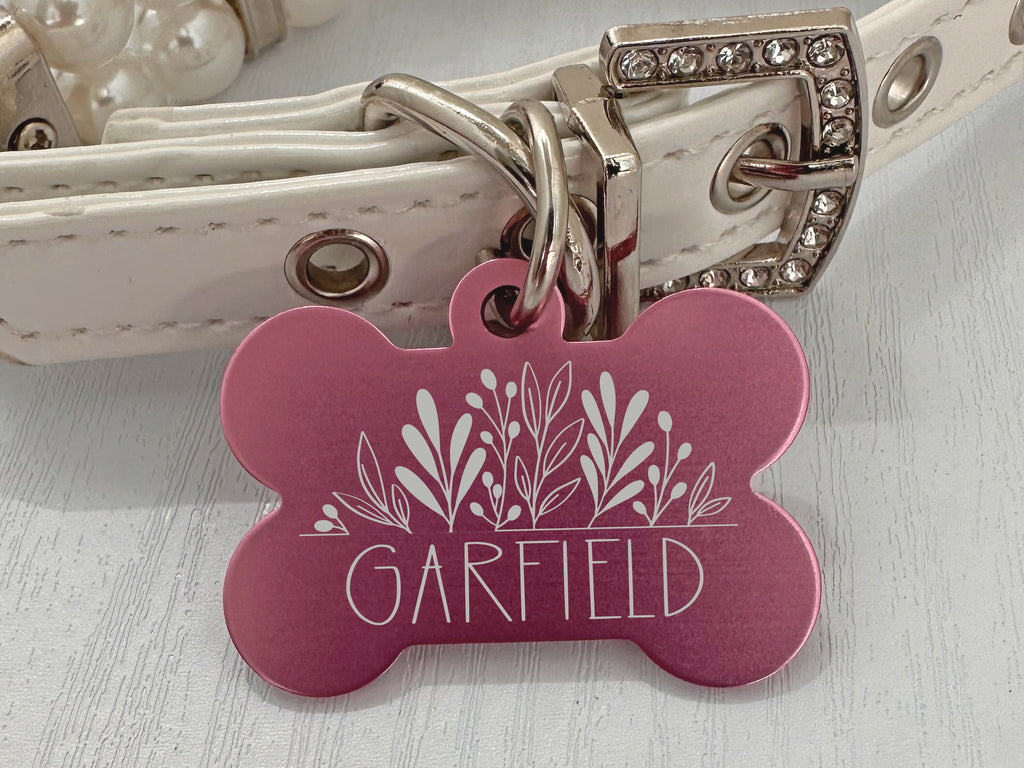 Personalized Botanical Dog ID Tag - Engraved Pet Name & Contact Info - Eastcoast Engraving
