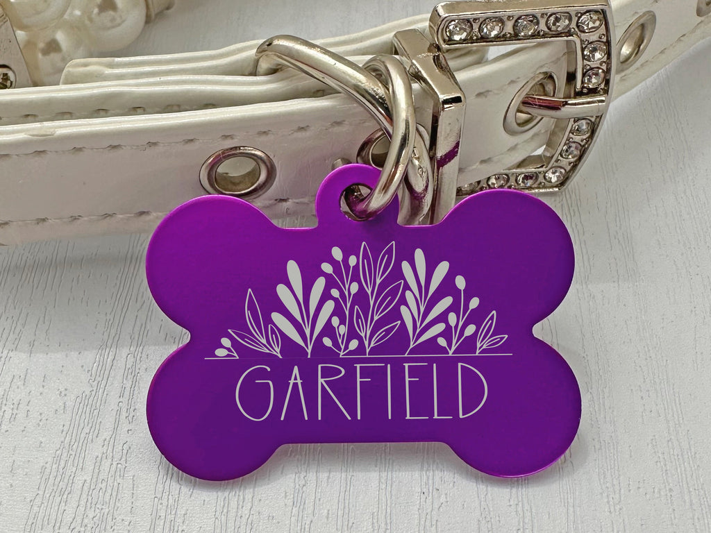 Personalized Botanical Dog ID Tag - Engraved Pet Name & Contact Info - Eastcoast Engraving