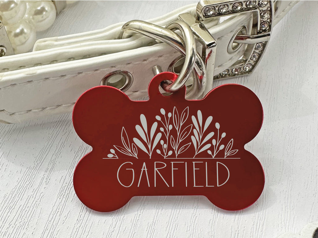 Personalized Botanical Dog ID Tag - Engraved Pet Name & Contact Info - Eastcoast Engraving