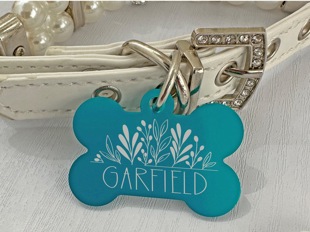 Personalized Botanical Dog ID Tag - Engraved Pet Name & Contact Info - Eastcoast Engraving