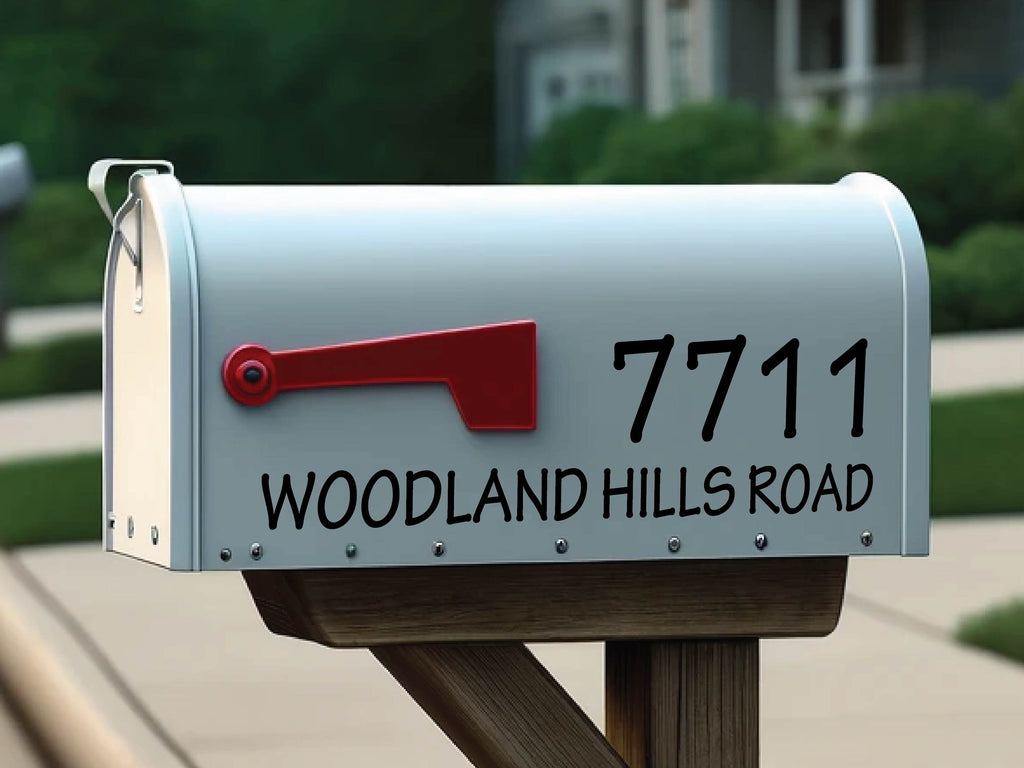 Customized mailbox lettering in elegant font, weather-resistant and long-lasting