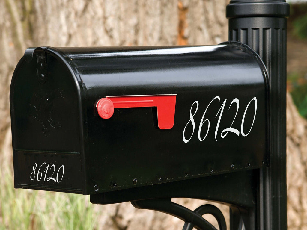 Customizable White Mailbox Number Decal Detail