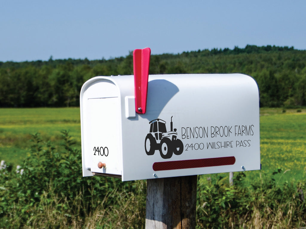Rustic Tractor Mailbox Decal - Personalized Country Charm - Eastcoast Engraving