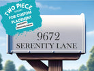 two-line custom vinyl address sticker for mailbox side