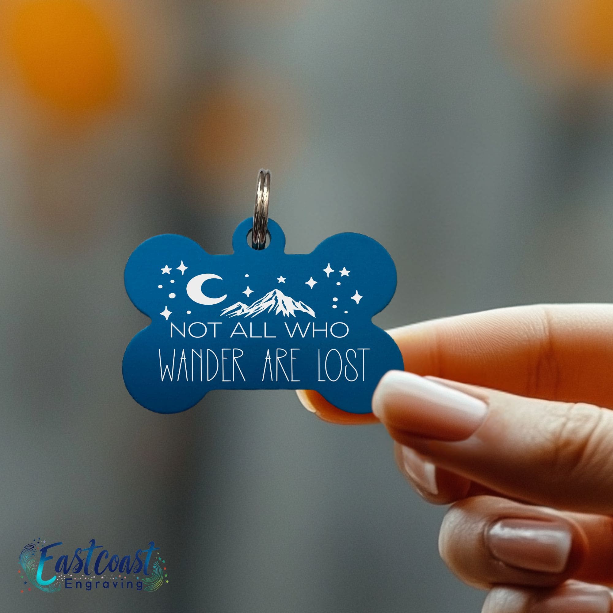 Engraved pet ID tag for dogs - Featuring a detailed mountain design