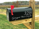 white vinyl lettering for house number and address on mailbox