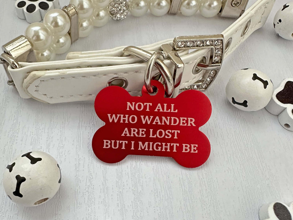 Unique Pet ID Tag - 'Not All Who Wander Are Lost' - Personalized Engraving - Eastcoast Engraving