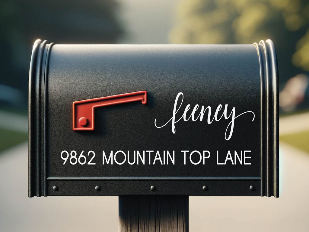 Outdoor mailbox enhanced with custom decal, demonstrating professional installation