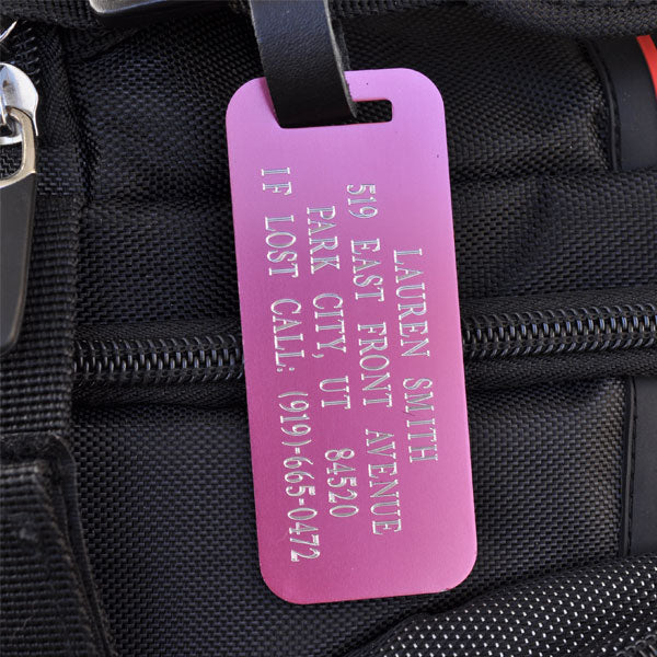 Pink Aluminum Luggage ID Tag - Eastcoast Engraving