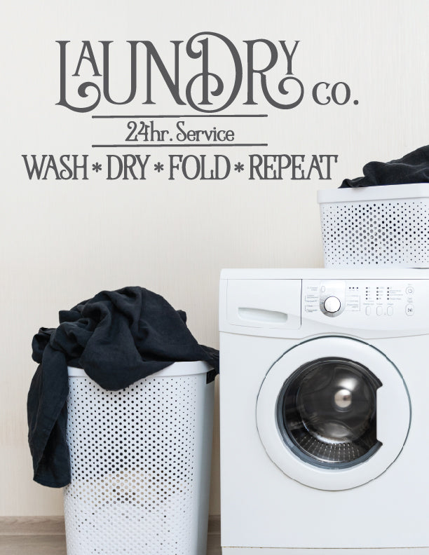 Laundry Room Decor Vinyl Decal | Laundry Co. 24 hour service - Eastcoast Engraving