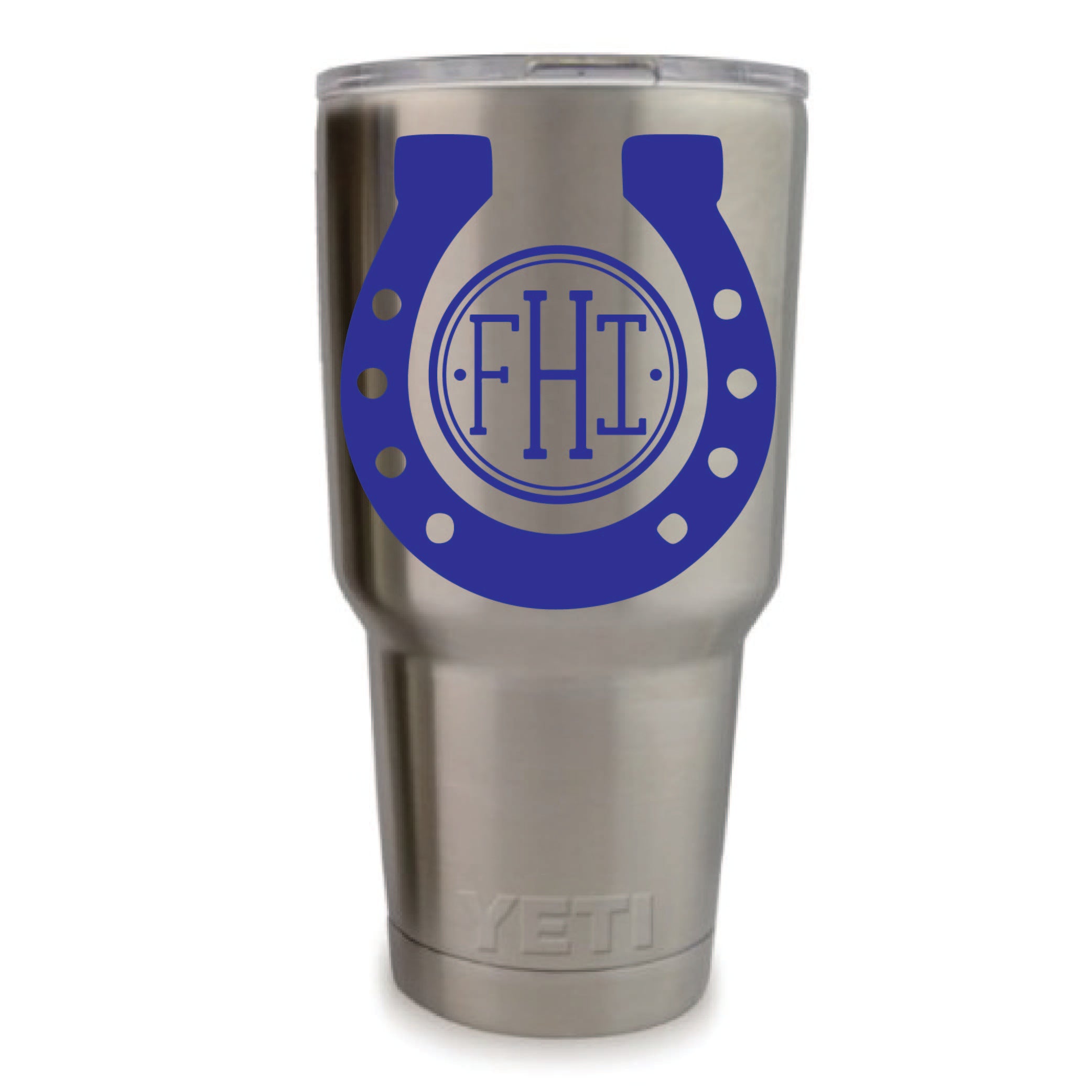 Horseshoe Vinyl Monogram Decal, 3.35 x 3.35 inch personalized custom sticker for tumblers, mugs, and laptops