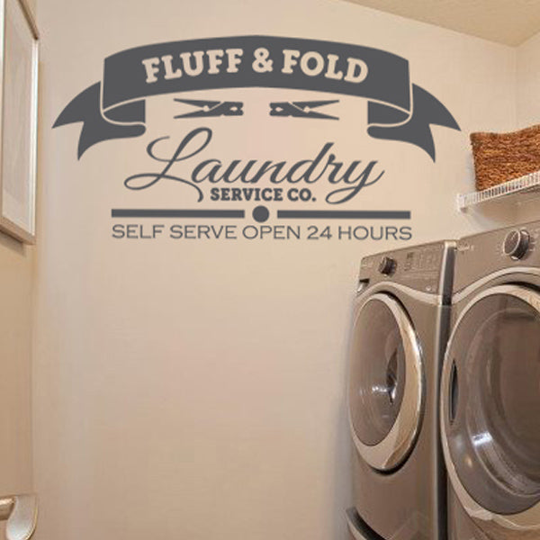 Laundry Room Wall Decor Fluff & Fold Decal, available in multiple sizes