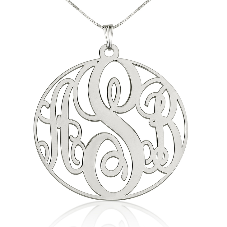 Sterling Silver Circle Monogram Necklace