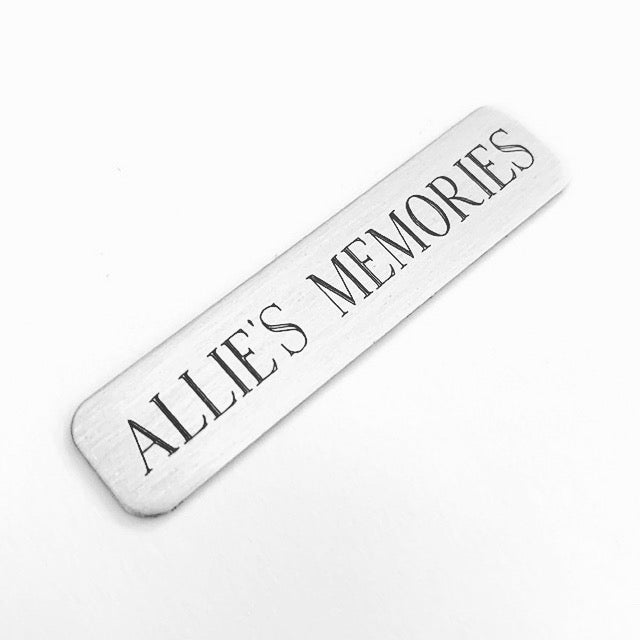 Silver adhesive metal label for personalized engraving